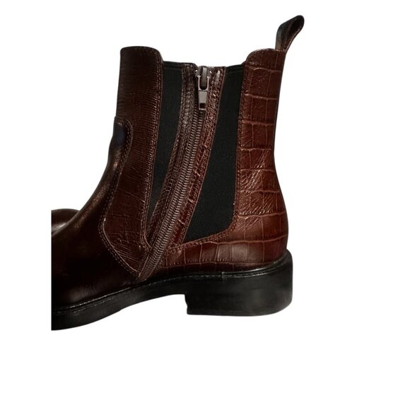 Jeffrey Campbell Edmond Chelsea Booties Women 8 Brown Real Leather Zipper Classi - Picture 9 of 16